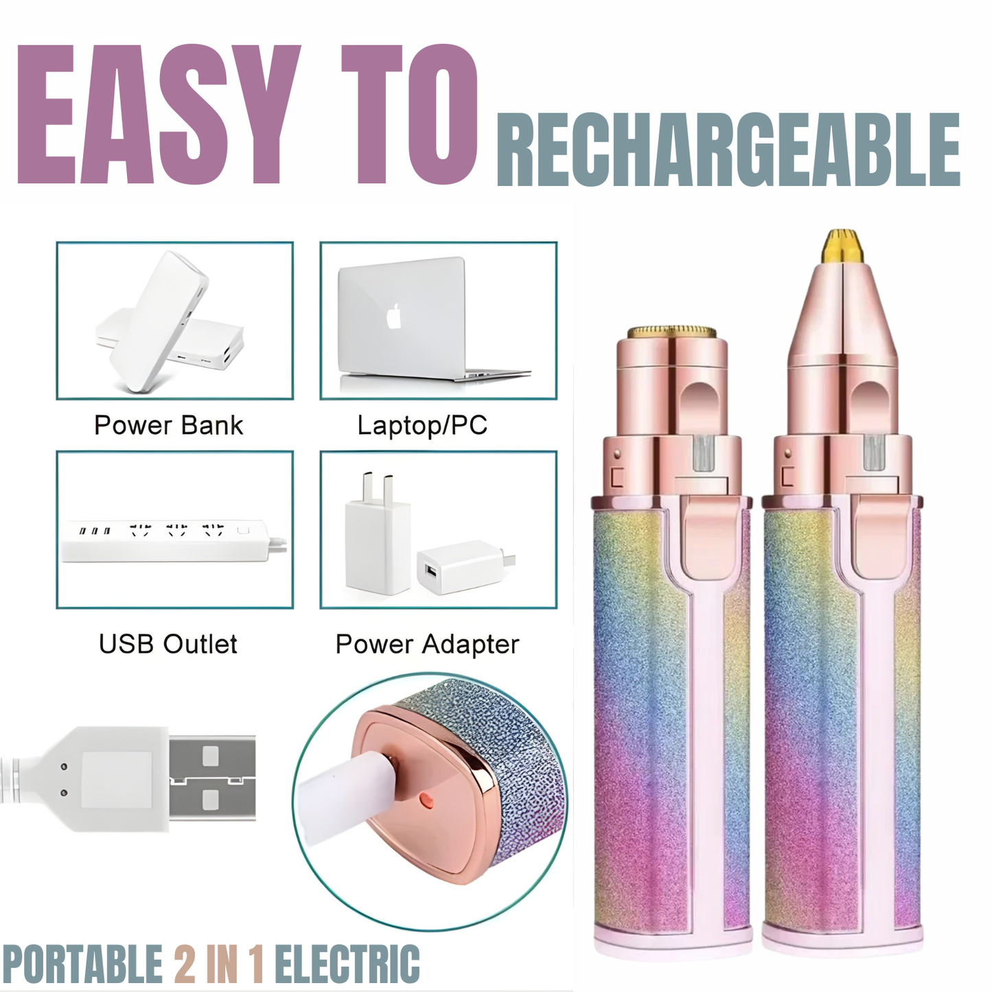 2-in-1 Rechargeable Facial Hair Remover